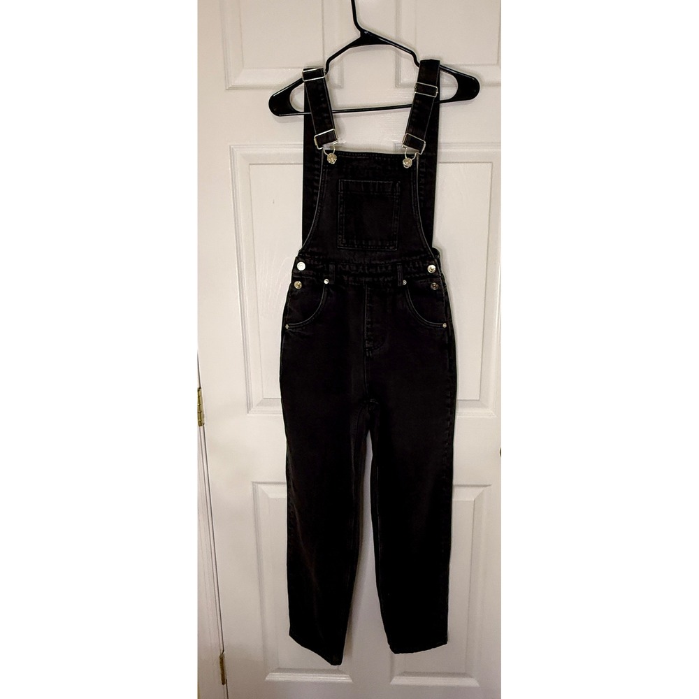 Adika Denim Overalls Women XS Black Straight‎ Leg Adjustable Strap Grunge Edgy